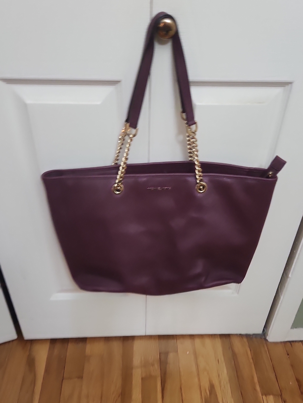 Michael Kors Plum Tote with Gold Chain Straps